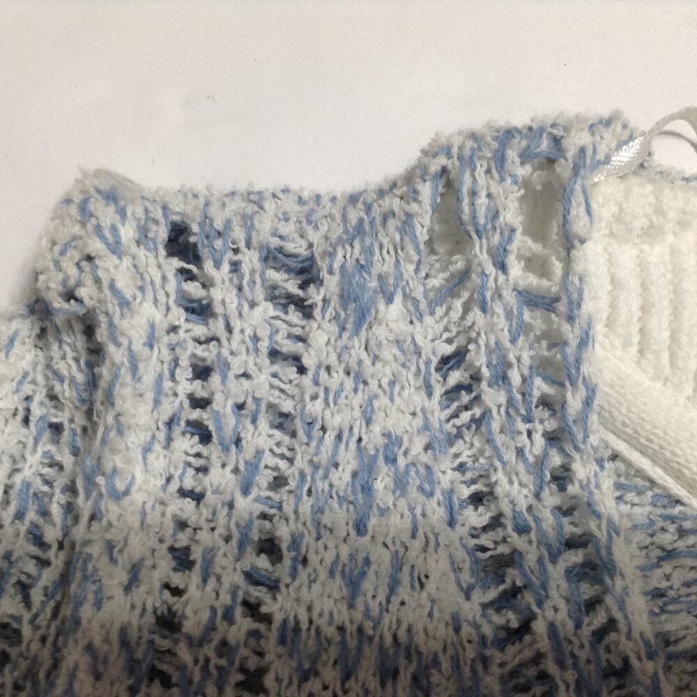 Free People Womens Sweater Blue Large Pullover White Cuff Loose Knit - Picture 5 of 13